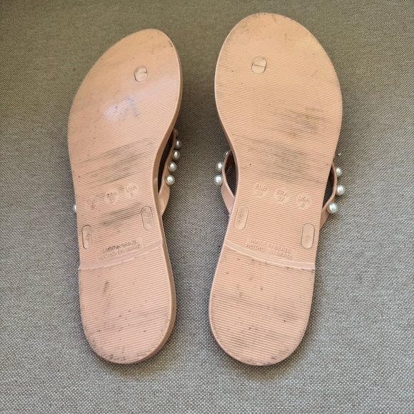 Stuart Weitzman Goldie Jelly Flip Flop Pearls Size US 8 EU 39 Dusty Pink - Picture 5 of 9